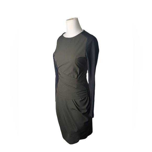 Zara Olive Green & Black Sheath  Wrap Elegant Dress XS - Picture 5 of 6